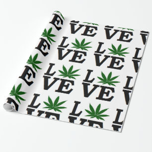 Weed Love Leaf Kerstxmas hanukkah Cadeaupapier
