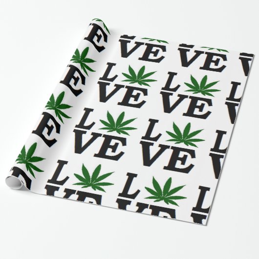 Weed Love Leaf Kerstxmas hanukkah Cadeaupapier (Uitgerold)