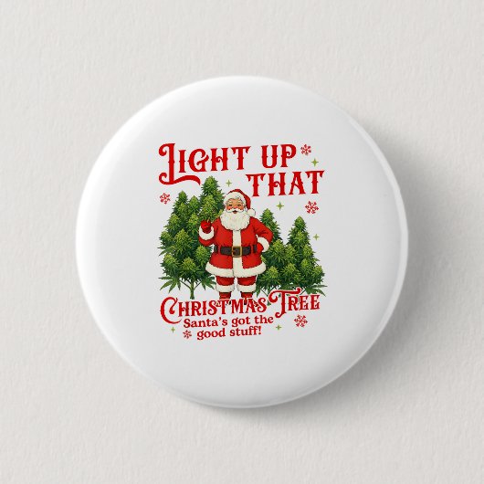 Weed Lover Smoking Light Up Christmas Tree  Ronde Button 5,7 Cm (Voorkant)