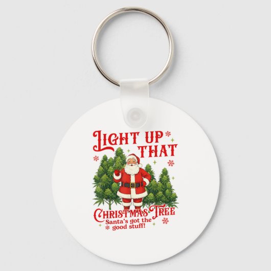 Weed Lover Smoking Light Up Christmas Tree  Sleutelhanger (Voorkant)