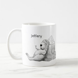 Weed Smoking Relaxy Beaver Funny Custom Name  Koffiemok