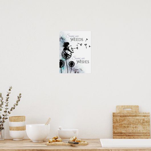 Weeds en gewas ~ Fairy en Dandelion Poster (Keuken)