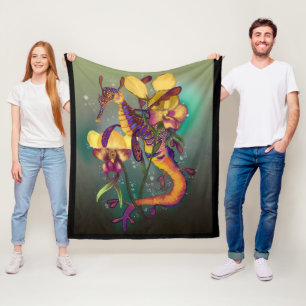 Weedy Seadragon met Orchids Fleece Deken
