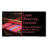 weeflessen op weefgetouw magnetisch visitekaartje (Voorkant)