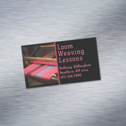 weeflessen op weefgetouw magnetisch visitekaartje (Voorbeeld)