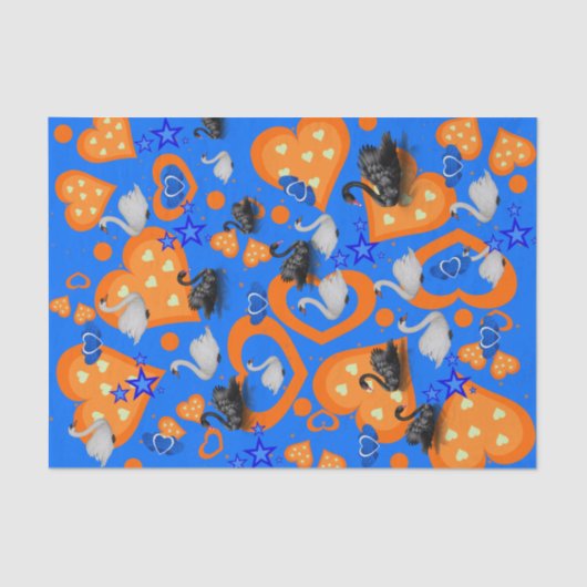 Weefpapier Oranje Zwand Blauw Tissuepapier (Voorkant)