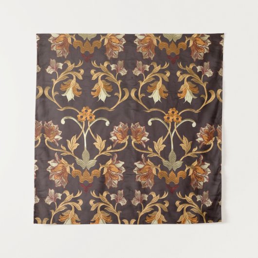  weefsel met geborduurde bloemen, achterzijde wandkleed (Voorkant (horizontaal))