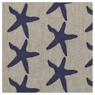 weefsel Nautisch zeesterstrand blauw Stof