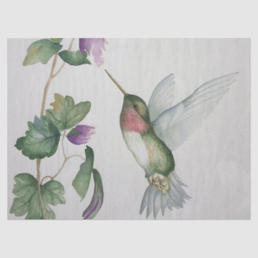 Weefsel van Elegant Pink Hummingbird Waterverf Tissuepapier (Voorkant)