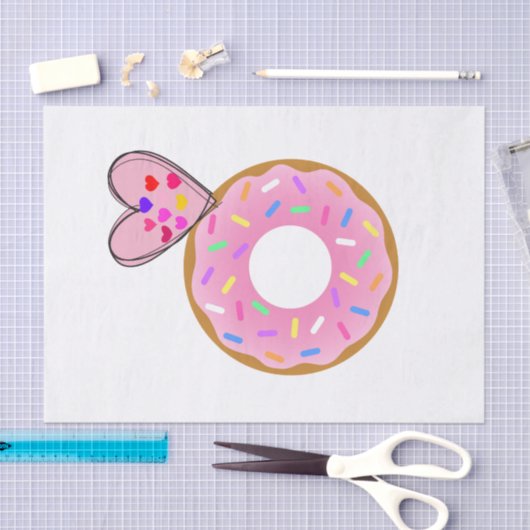 Weefseldocument Aardbeiendonut Roze Hart Tissuepapier (Craft)