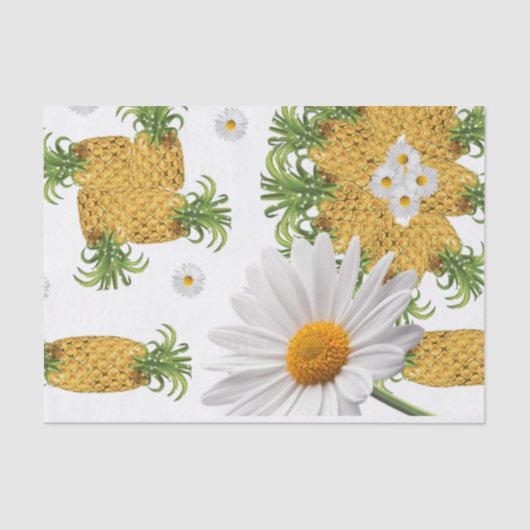 Weefseldocument Ananas Witte Daisy Tissuepapier (Voorkant)