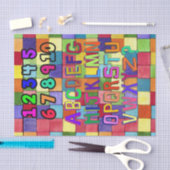 Weefseldocument Nummers Alfabet Kleuren Tissuepapier (Craft)