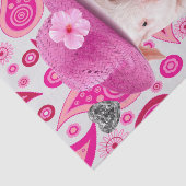 Weefseldocument Roze Varken, Zilveren Harten, Pais Tissuepapier (Detail)