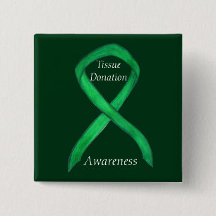 Weefseldonatie Groene bewustmaking Koolstofaangepa Vierkante Button 5,1 Cm