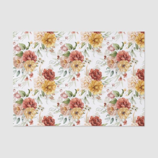 Weefselpapier (3) Small Pattern Red & Gold Pioenen Tissuepapier (Voorkant)