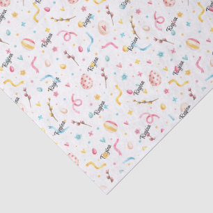 Weefselpapier 3-vellen, naam Pasen Spring Pattern Tissuepapier