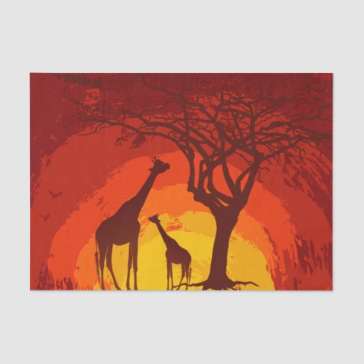 Weefselpapier — Afrikaanse Safari Giraffe Sun Tissuepapier (Voorkant)