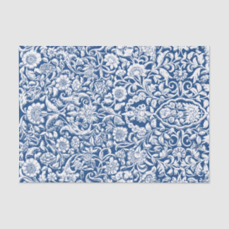 Weefselpapier Antiek Floral ontkoppelen wit blauw Tissuepapier