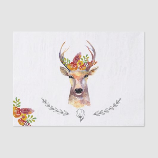 Weefselpapier — Boho Deer Buck Head Browning Tissuepapier (Voorkant)