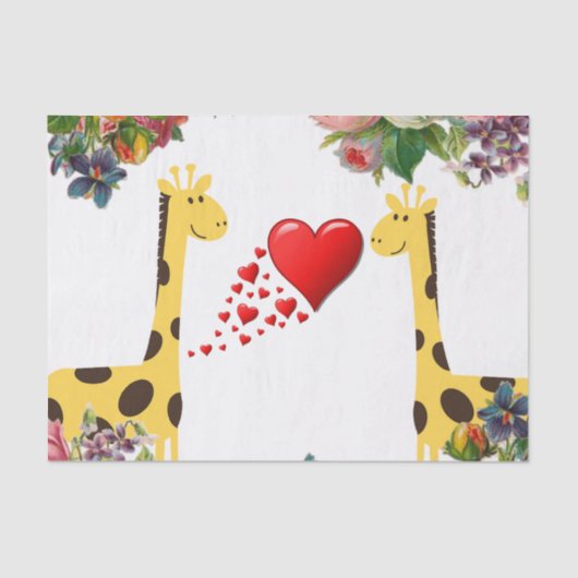 Weefselpapier Floral Giraffe Tissuepapier (Voorkant)