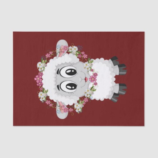 Weefselpapier Floral Sheep Tissuepapier (Voorkant)