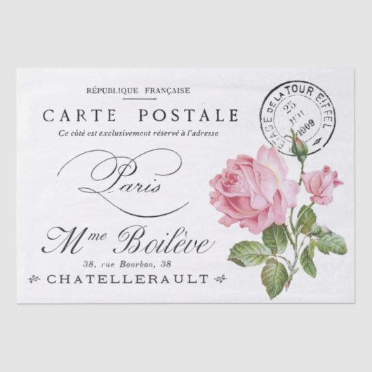 WEEFSELPAPIER : FRANS ; BRIEFKAART ONTWERP TISSUEPAPIER (Voorkant)