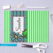 Weefselpapier Groene strips Floral Tissuepapier (Craft)