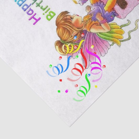 Weefselpapier Happy Birthday Fairy Tissuepapier (Detail)