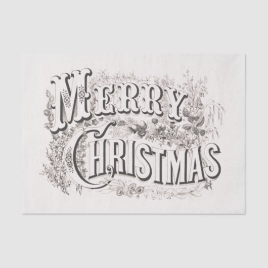 WEEFSELPAPIER : MERRY CHRISTMAS ILLUSTRATION TISSUEPAPIER (Voorkant)