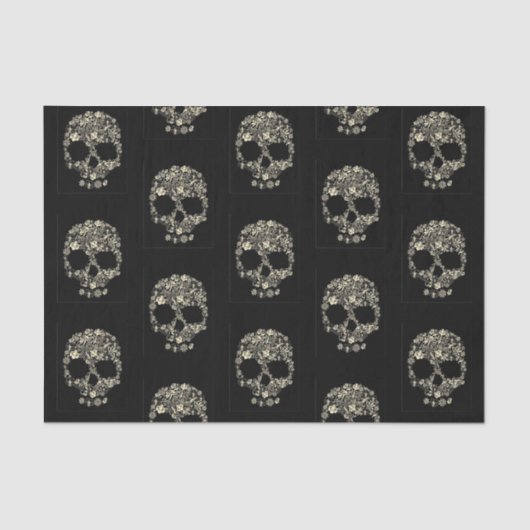 Weefselpapier met Bloemschedel Tissuepapier (Voorkant)