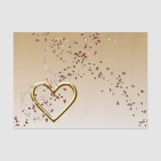 Weefselpapier met Valentijnsdag Gold Heart Tissuepapier (Voorkant)