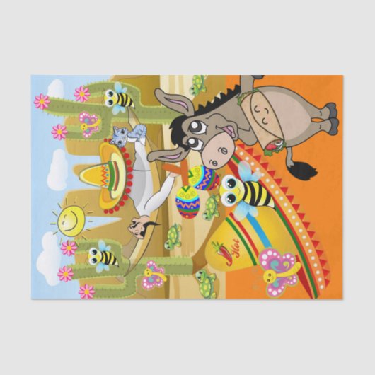 Weefselpapier Mexicaans Man Ezel Bumblebee Tissuepapier (Voorkant)