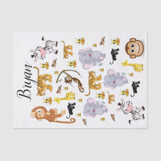 Weefselpapier Monkey Tigers Elephant Tissuepapier (Voorkant)