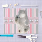 Weefselpapier Polaire Beer roze stropen Tissuepapier (Craft)