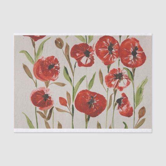 Weefselpapier Poppie Bloemen Tissuepapier (Voorkant)