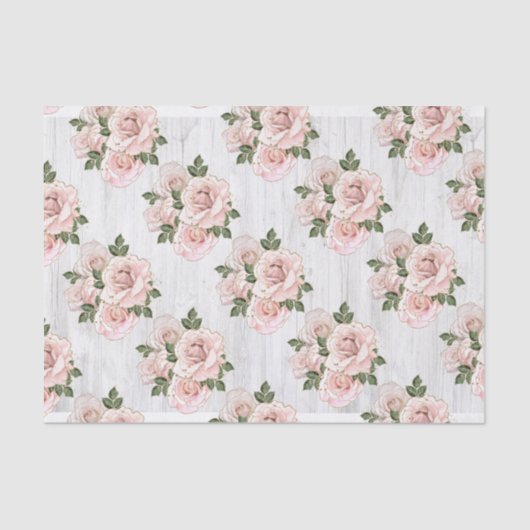 Weefselpapier, Qty 2 Rustige Blush-Rozen Tissuepapier (Voorkant)