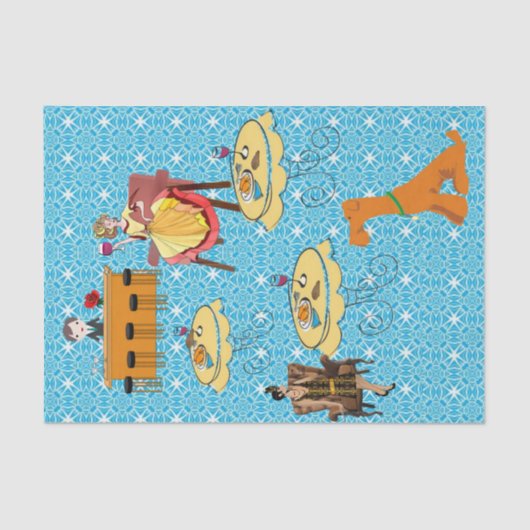 Weefselpapier Retro Woman Dog Dinning Tissuepapier (Voorkant)