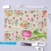 Weefselpapier Roze Tulp Vlinder Bloemen Tissuepapier (Craft)