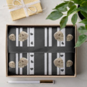 Weefselpapier Skulls Black Hearts Black WhiteStrip Tissuepapier (Geschenk)