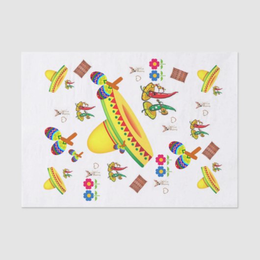 Weefselpapier Sombrero Hot Peppers Floral Tissuepapier (Voorkant)