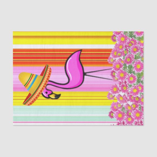 Weefselpapier Stripe Flamingo Floral Tissuepapier (Voorkant)
