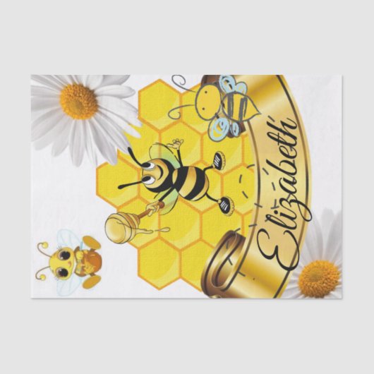 Weefselpapier Stripes Bumblebee White Daisy Tissuepapier (Voorkant)