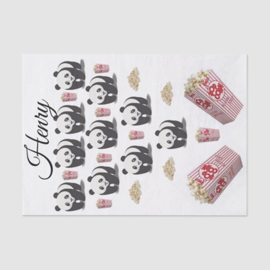 Weefselpapier Stripes Panda Beer Popcorn Tissuepapier (Voorkant)