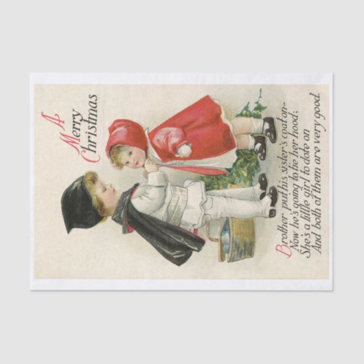 WEEFSELPAPIER : VINTAGE CHRISTMAS KINDEREN TISSUEPAPIER (Voorkant)