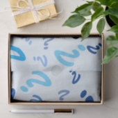 Weefselpapier - vraagtekens in blauw tissuepapier (Geschenk)