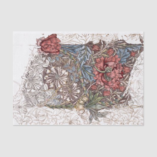 WEEFSELPAPIER : WILLIAM MORRIS : WILD TULIP TISSUEPAPIER (Voorkant)