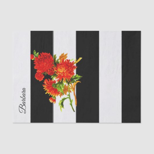 Weefselpapier, zwarte streep, Floral Tissuepapier (Voorkant)