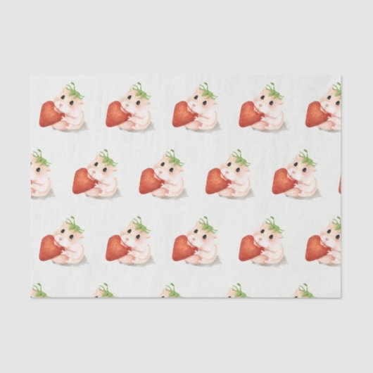 WeefselpapierHAMSTER MET STRAWBERRY Tissuepapier (Voorkant)