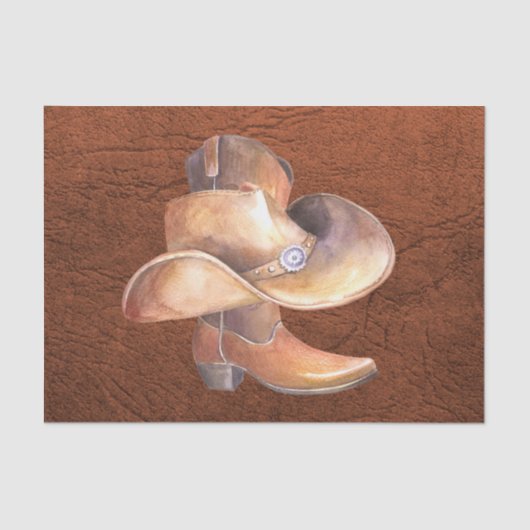 Weefselpapierset (2) Cowboy-Pet en -boot Tissuepapier (Voorkant)