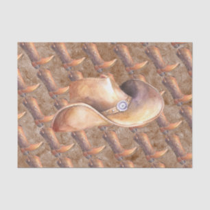 Weefselpapierset (2) Cowboy's Boots & Pet op verf Tissuepapier